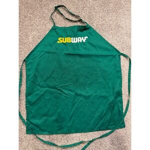Subway Apron Unisex OS Green Bib Apron Logo Uniform Employee *